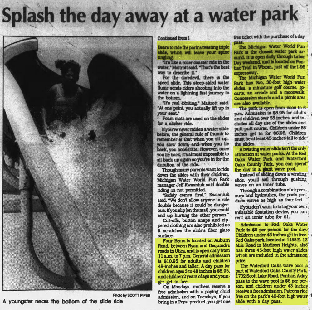 Michigan WaterWorld - 1990 Article From Livingtson County Press